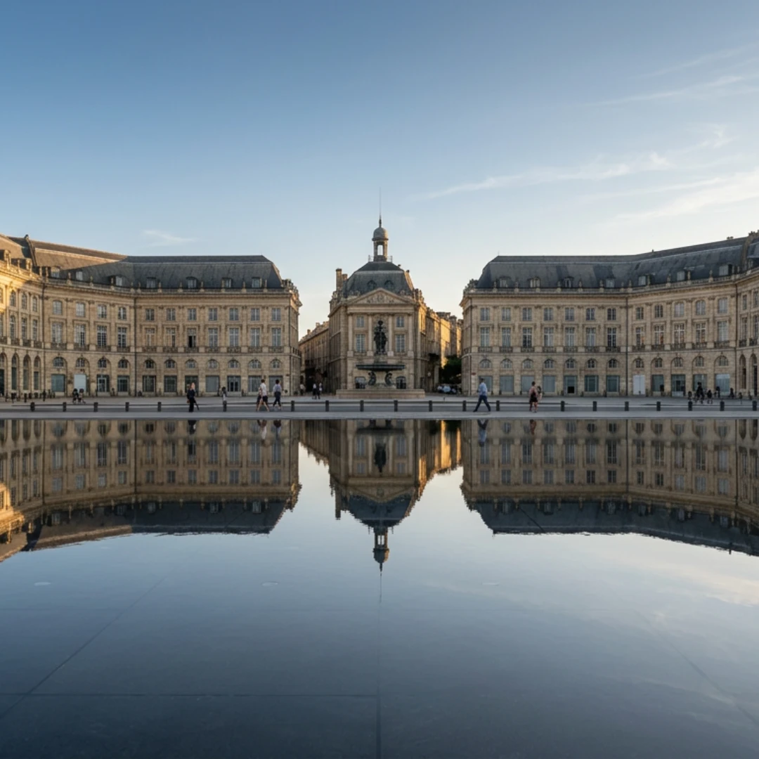 Place de la Bourse et miroir d'eau à Bordeaux