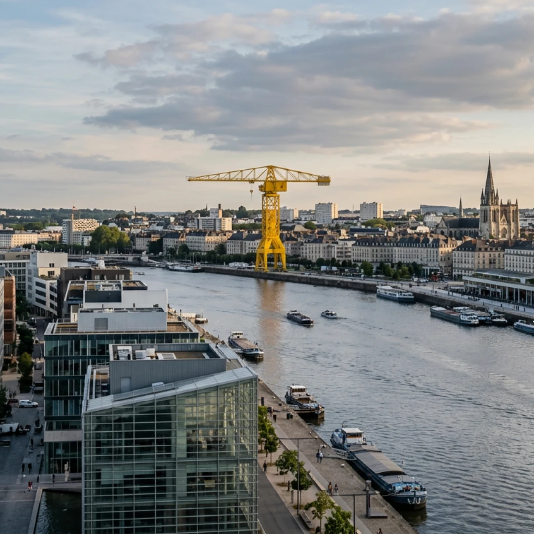 Quais de la Loire à Nantes et grue Titan