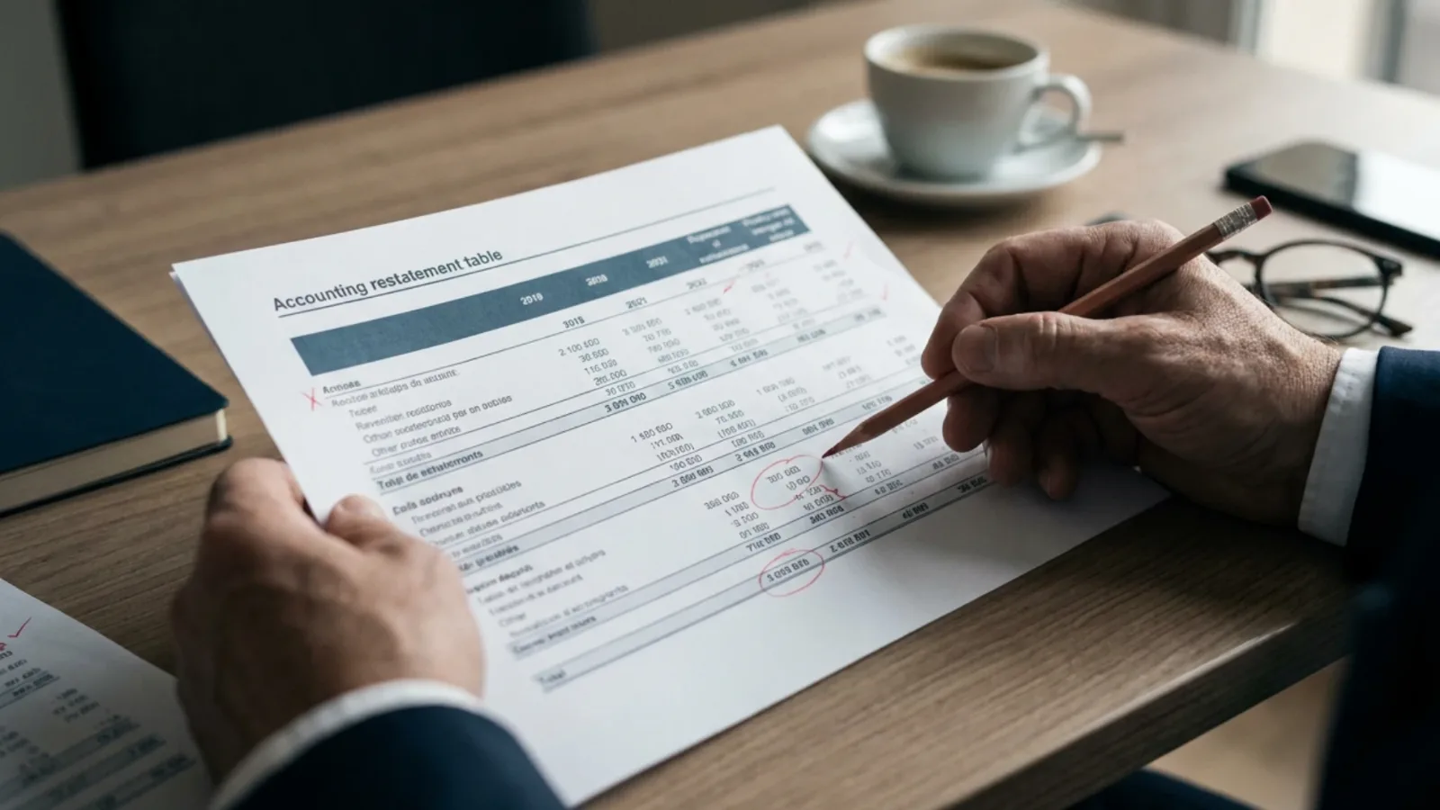 Tableau de retraitements comptables annoté, illustrant la normalisation de l'EBE