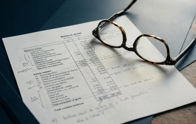 Bilan comptable annoté sur une table de travail, exemple chiffré de valorisation d’entreprise