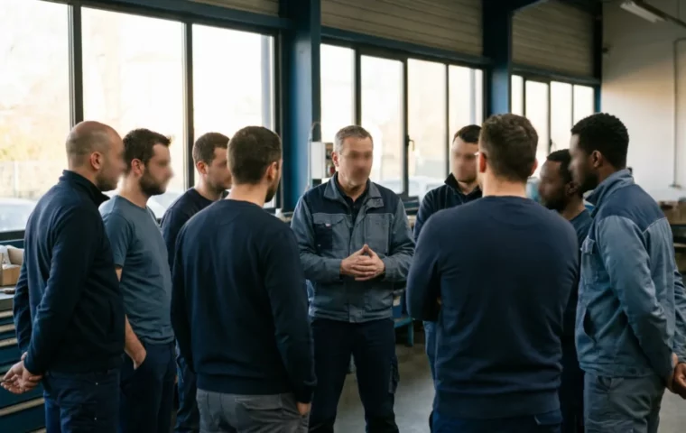 Équipe réunie dans une PME industrielle, droits des salariés lors de la vente d’une entreprise
