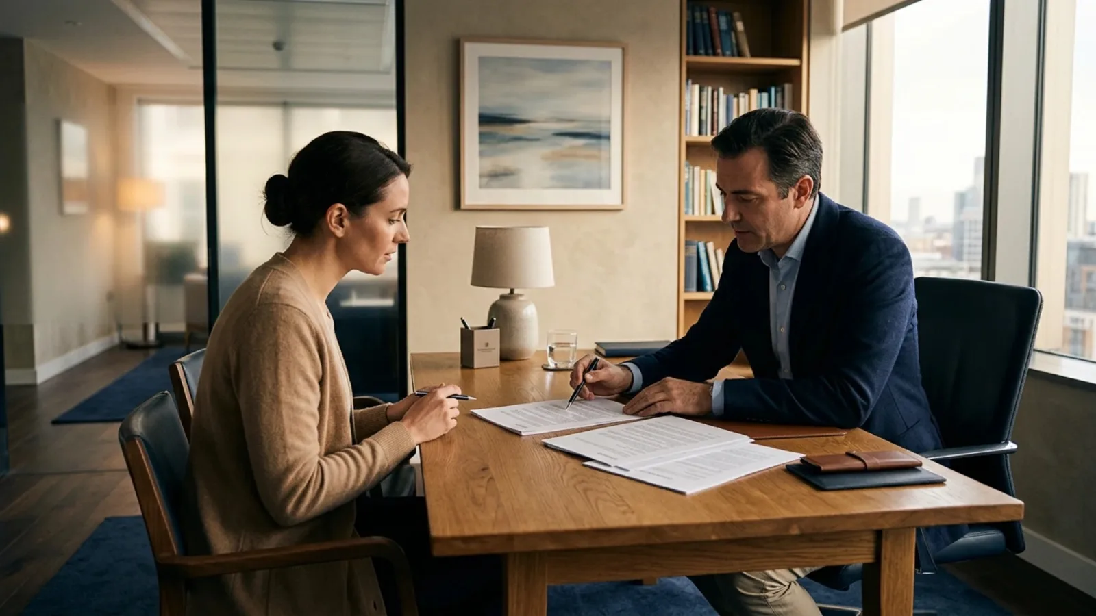 Rendez-vous entre un conseiller et une cliente autour de dossiers