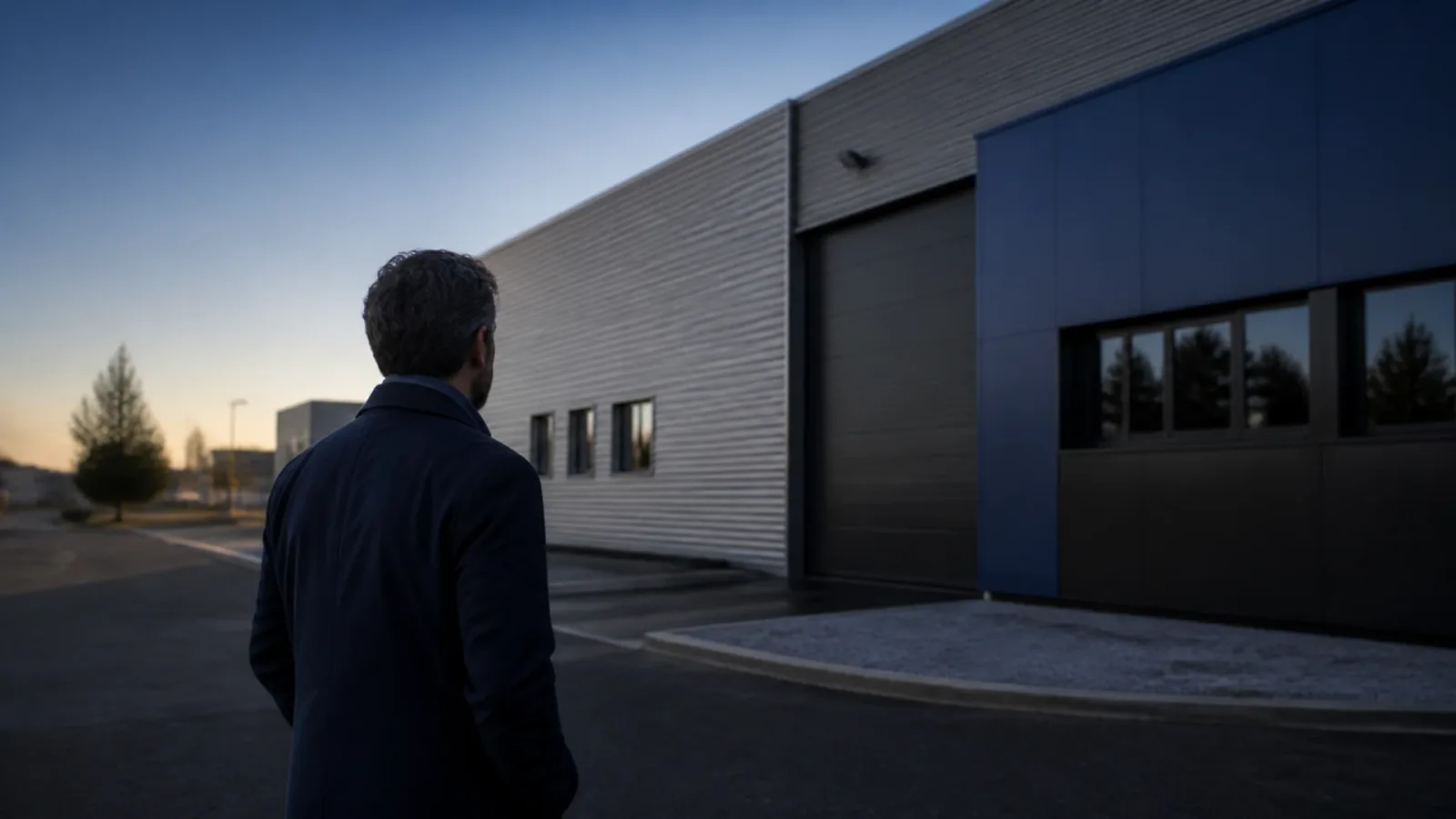 Repreneur devant l’atelier d’une PME de maintenance, une entreprise à reprendre repérée par approche directe
